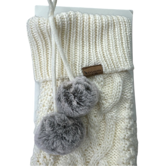 Koolaburra by UGG Ivory Pom Pom Cable Knit Christmas Stockings Set of 2 NWT - Picture 3 of 9
